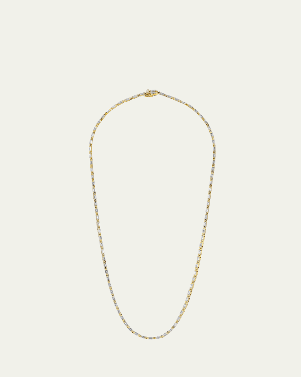 18K Yellow Gold Linear Full Diamond Tennis Necklace